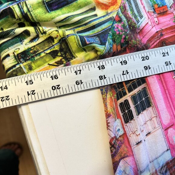 Karen Kane Womens Tunic Top Parisian Print Medium Crew Slinky Pink 3/4 Sleeve - Picture 4 of 6